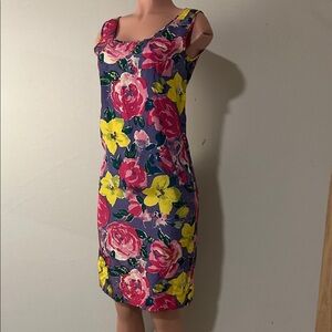 VTG 90s Women 5/6 100% Silk  Floral Tank Dress Summer Shift Size 5/6 Sleeveless